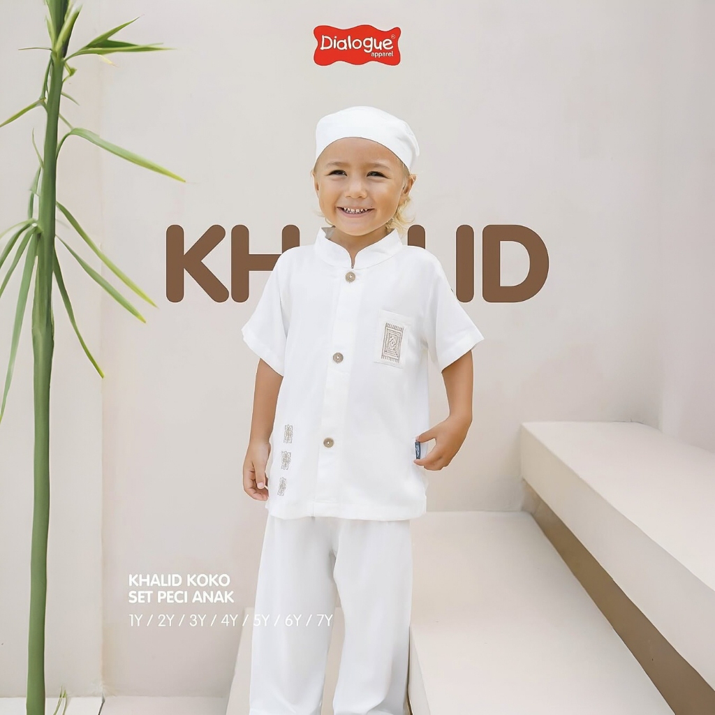 Khalid Koko Set Peci Anak | Baju Anak Laki Laki | Baju Koko Anak | Baju Lebaran Anak Laki Laki | Baj