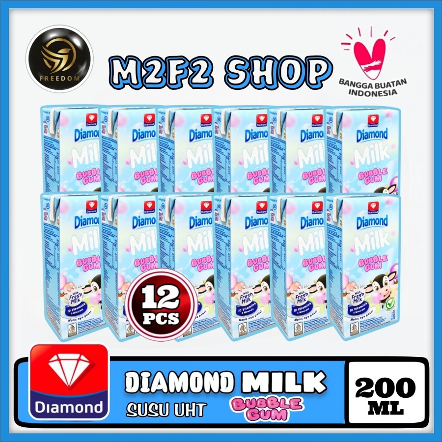 

DIAMOND Milk Bubble Gum | Susu Rasa Permen Karet Kotak UHT - 200 ml (Kemasan 12 Pcs)