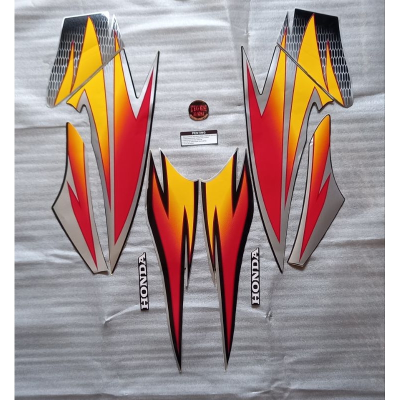 Sticker stiker polet list honda tiger lama tilam 2000 silver hitam