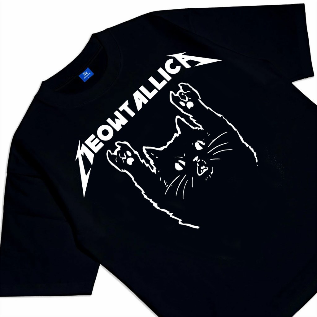 Kaos MEOWTALLICa | Plesetan METALLICA Band Metal Musik Rock | Grunger Kaos Vintage Aesthetic