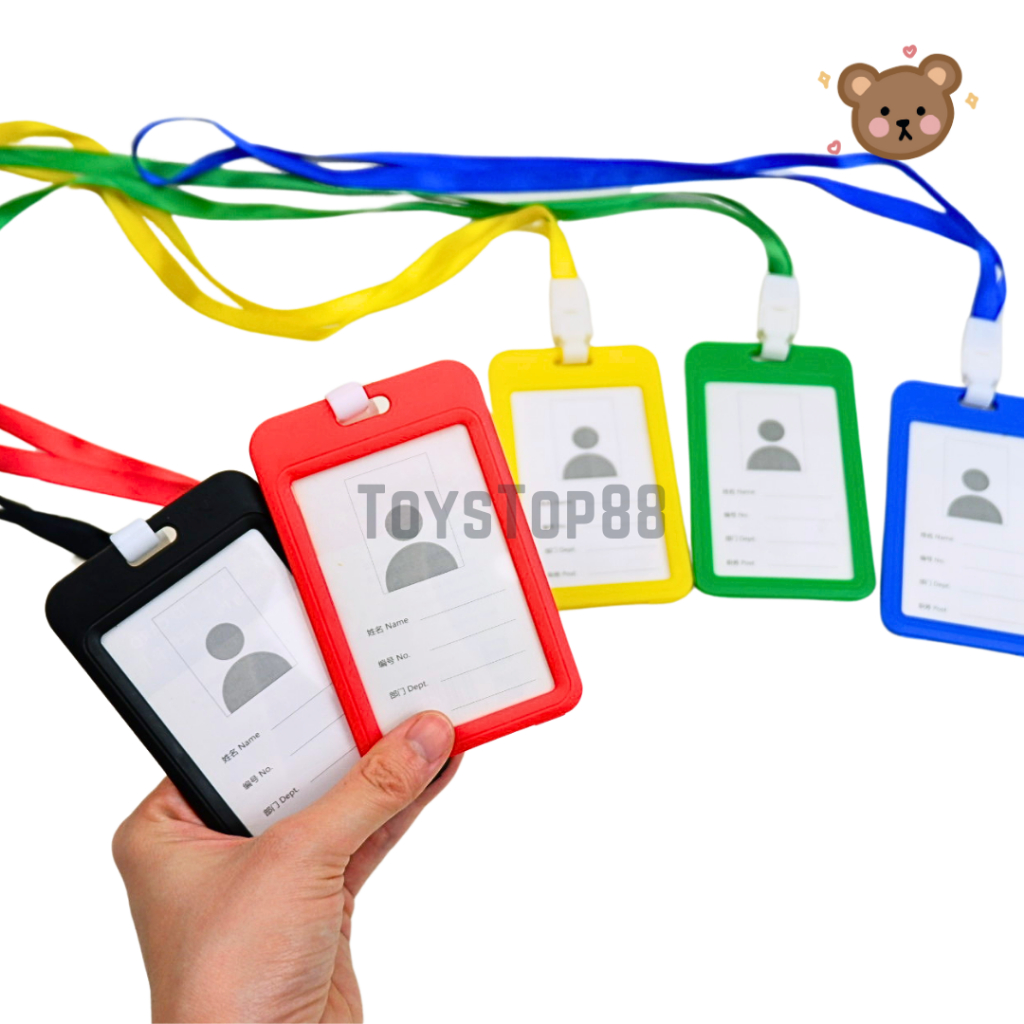 

Name Tag ID CARD Holder Nilon + Tali Lanyard Ukuran 8.5 x 5.4 cm 2 Sisi
