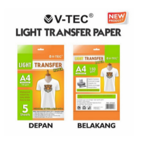 

KERTAS TRANSFER VTEC LIGHT TRANSFER PAPER A4 150 GSM LTP-9118