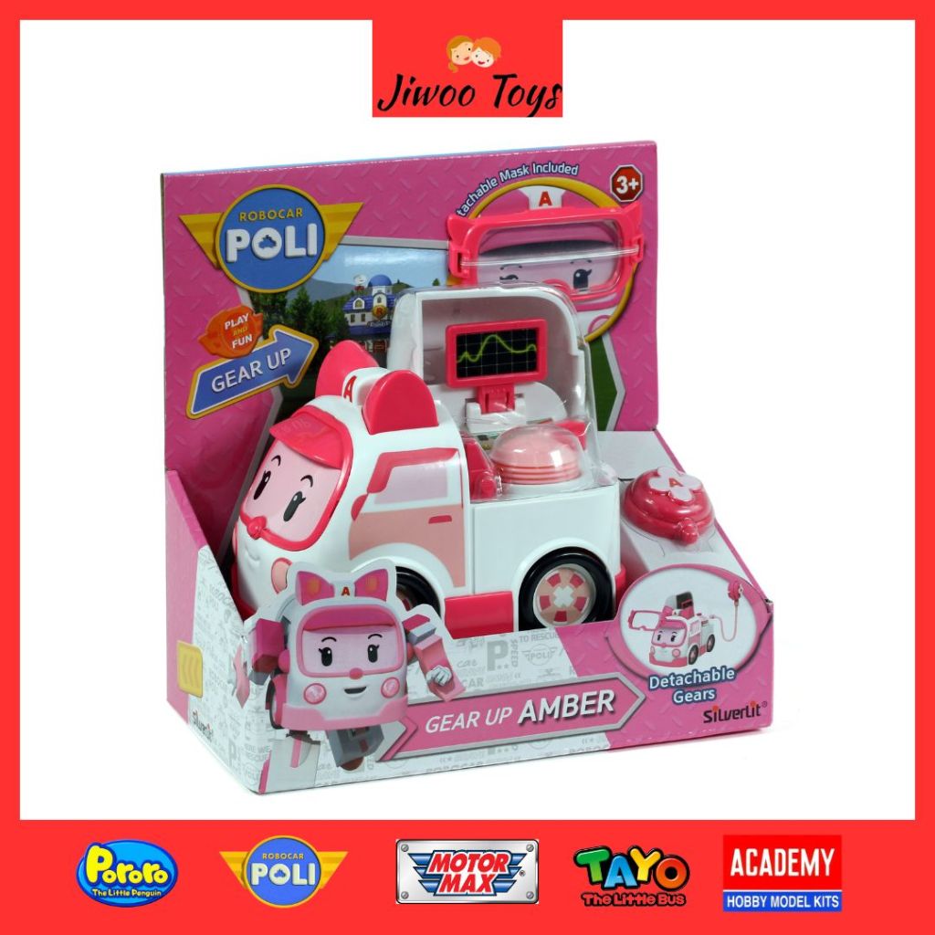 Silverlit Robocar Poli Gear up Amber RP-83393/Mainan Mobil Ambulance