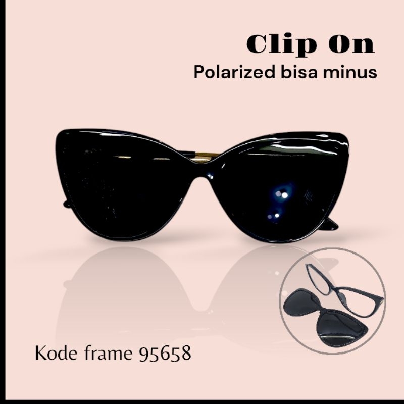Kacamata Clip On Polarized Bisa Minus Frame 95658 | Sunglasses Clip On