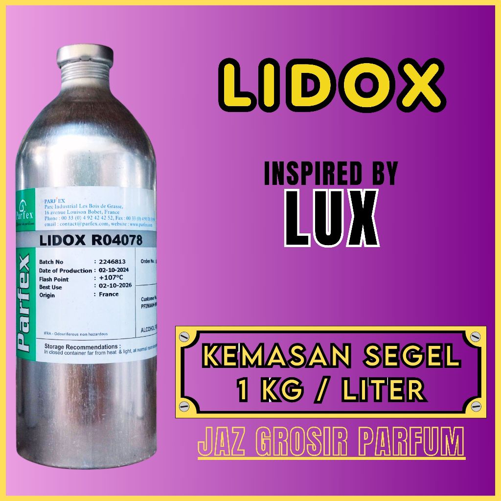 (SEGEL 1KG) Lidox By Parfex Kemasan Segel 1 KG.Searah Aroma Lux.Bibit Parfum Murni Parfex Segel Orig