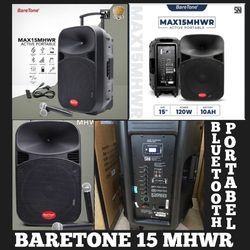 PORTABEL SPEKER BARETONE 15" MHWR , SPEKER BLUETOOTH KARAOKE SISTEM