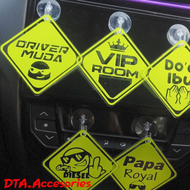 [COD] Paket akrilik mainan kaca mobil gantungan kaca mobil akrilik warna bening + Tulisan Stabilo