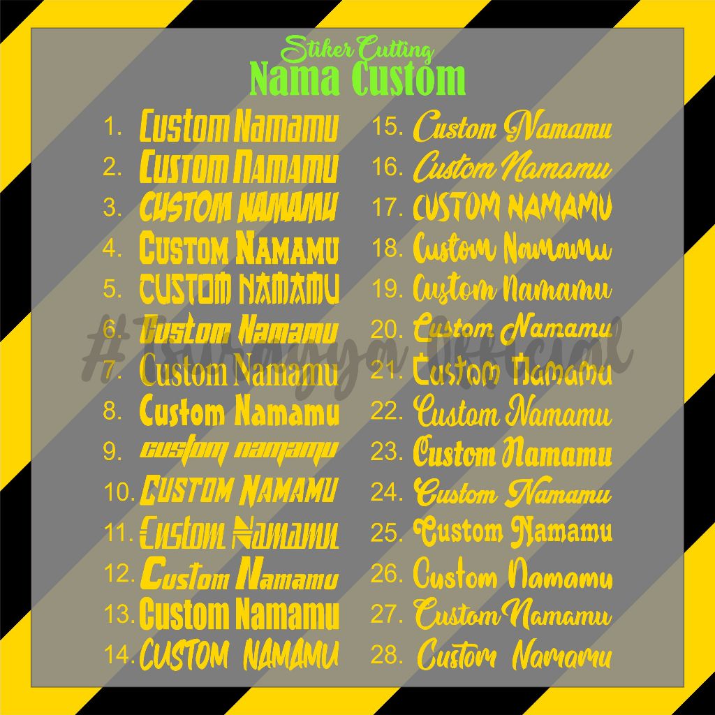 Stiker Nama Custom Suka-suka Keren Viral Laptop Kaca Mobil Body Visor Motor - Cutting Sticker