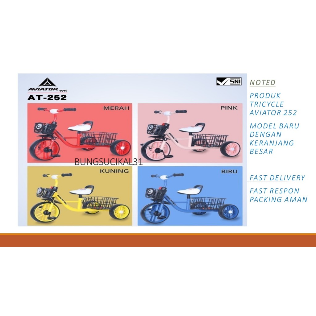 SEPEDA ANAK RODA TIGA AVIATOR TRICYCLE KERANJANG