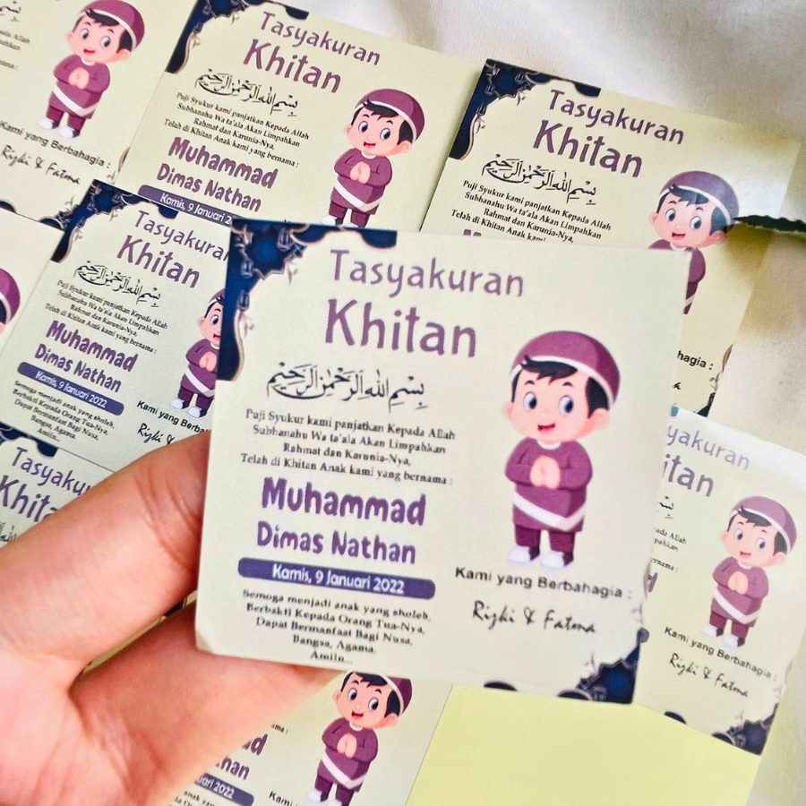 

7-11 Stiker Tasyakuran Walimatul Khitan anak kotak Murah Tempel Box Nasi Tinggal Tempel