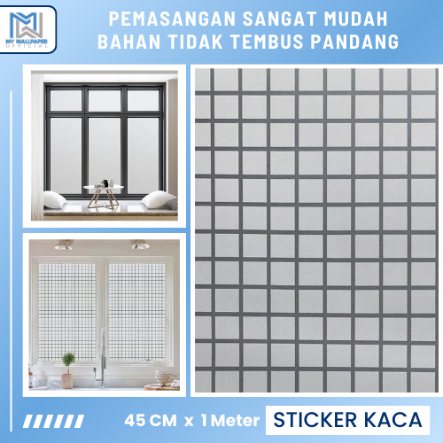 Stiker Kaca Film Pelapis Kaca Jendela Rumah Sandblast Sanblast Sunblast Motif Polos Kotak Buram Es