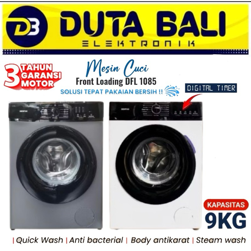 DENPOO Mesin Cuci Front Loading 1 Tabung DFL-1085 (9KG)