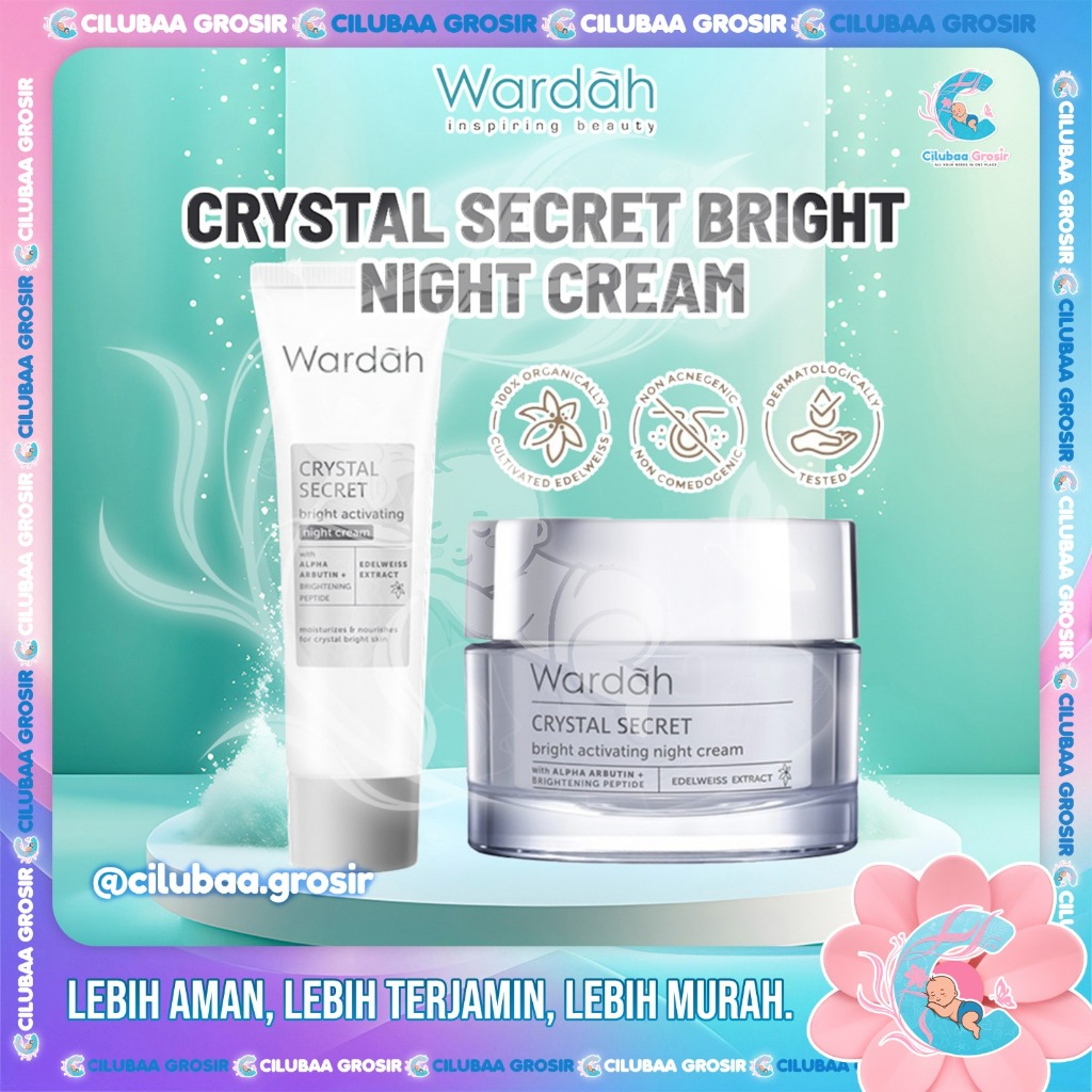 WARDAH Crystal Secret Bright Night Cream 15 ml / 30gr  || Krim Malam White Secret Series Wardah