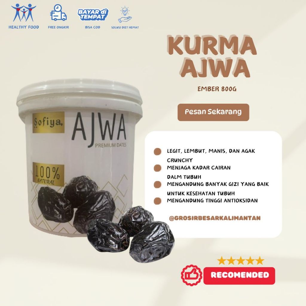 

COD 800 GRAM KURMA EMBER SOFIYA AJWA HITAM MANIS BERKHASIAT AJWA SAFIYA