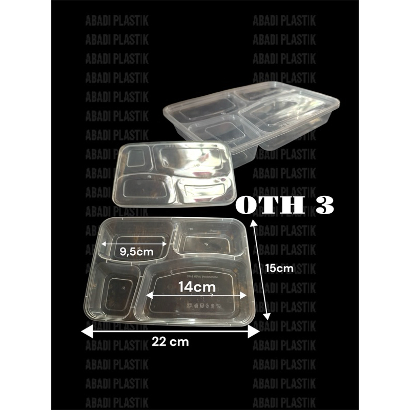 THINWALL BENTO OTH 3 / WADAH TEMPAT MAKANAN PLASTIK / TEMPAT MAKAN THINWALL -ISI 25pc