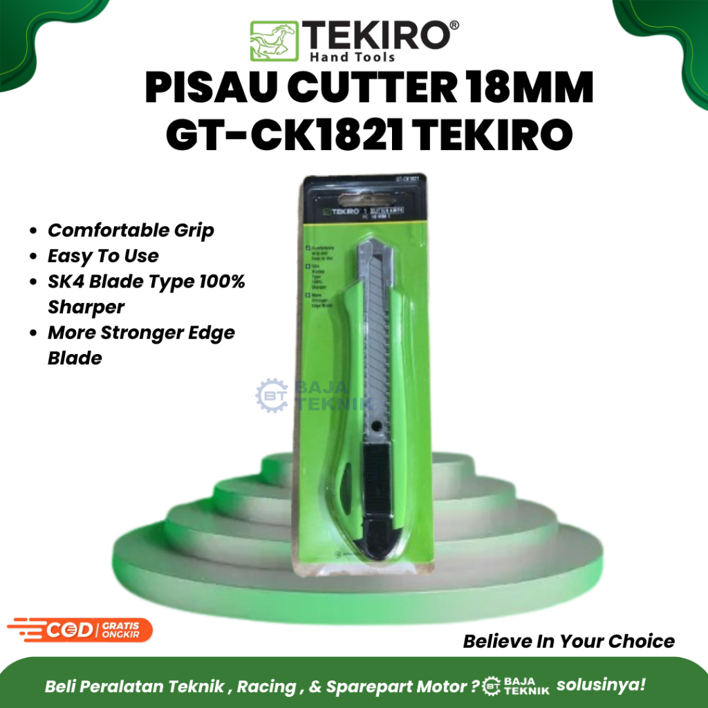 

TEKIRO PISAU CUTTER 18MM GT-CK1821 | CUTTER KNIFE 18MM TEKIRO | PISAU CUTTER BESAR TEKIRO