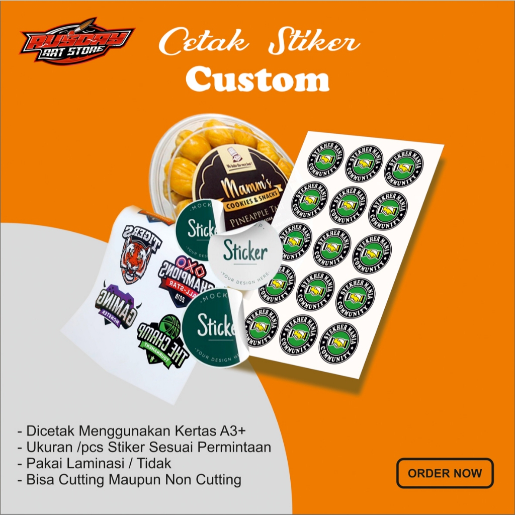 

CETAK STIKER + CUTTING ( FREE DESAIN ) LABEL MAKANAN / OLSHOP / BONTAX / VINYL // GRATIS ONGKIR // COD