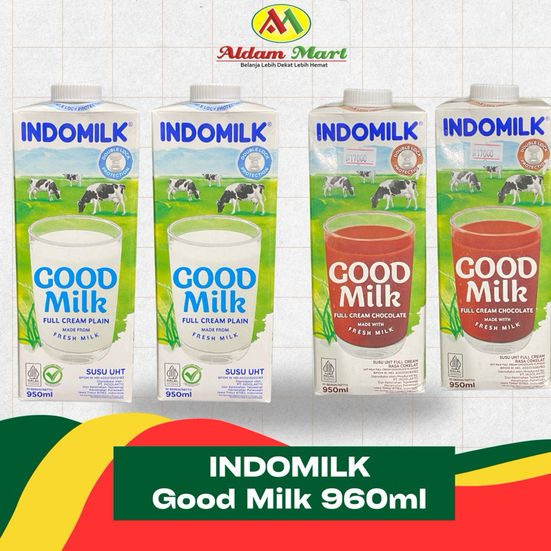 

A.M/ INDOMILK Susu UHT Full Cream Plain & Cokelat 950ml