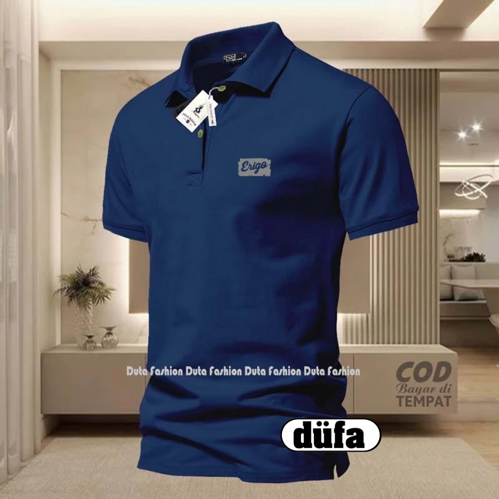 T-shirt Kaos POLO Kerah Logo Erigo Blok Text Silver Polo Kerah Unisex Pria & Wanita