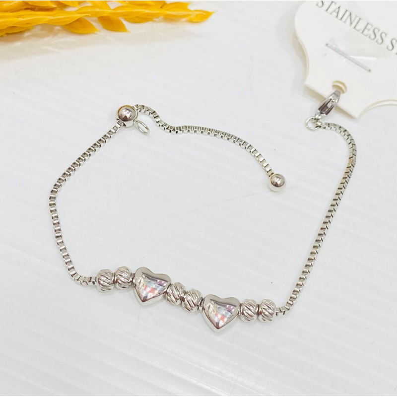 gelang serut silver love titanium