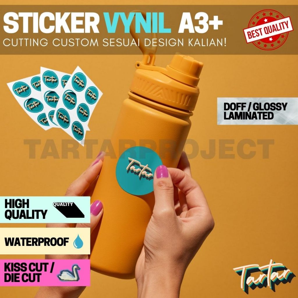 

Cetak Stiker Label Vinyl Sticker Custom Putih / Transparan kiss Cut