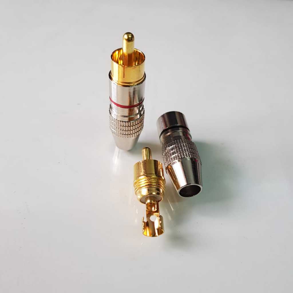 JR 3818 Jack RCA Gold Silver Metal Merah Hitam Konektor RCA Male JACK JEK RCA MALE LAKI COWOK BESI M