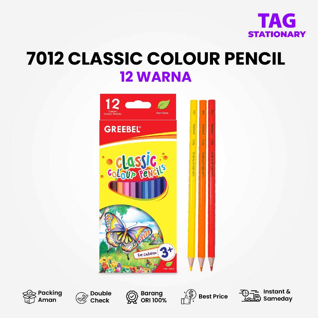 

GREEBEL Pensil Warna Panjang 12 Warna / Classic Colour 7012 / Timur Agung Grosir