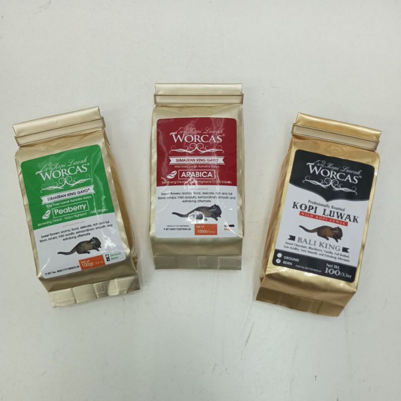 

Worcas Kopi Luwak 100 gram Bean / Biji, 100% asli kopi luwak Indonesia