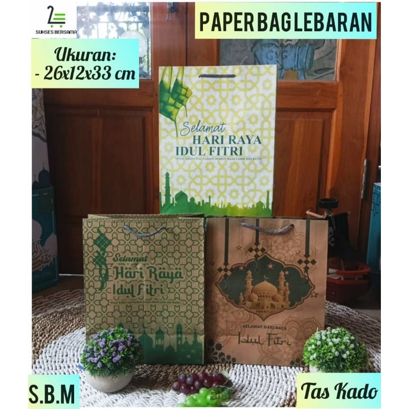 

LUSINAN/12 pcs Paperbag Lebaran/IdulFitri 26x13x33 Cm/Tas Kertas/Goodiebag