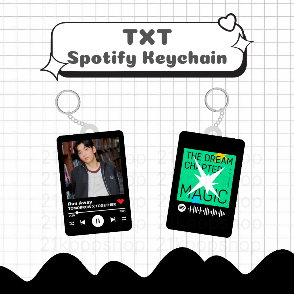 Gantungan Kunci Spotify TXT Run Away Keychain Keyring Akrilik Ganci