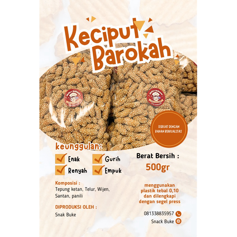 

Snack Keciput Barokah-keciput wijen cemilan enak gurih renyah netto (500g)