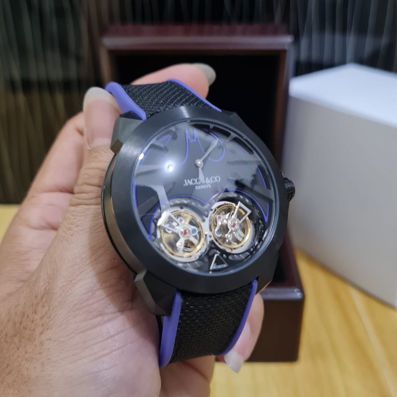 Jam tangan Automatic Swiss JACOB & CO BATMAN Bruce Wayne Gotham City Blue Nilon Rubber strap Stainle