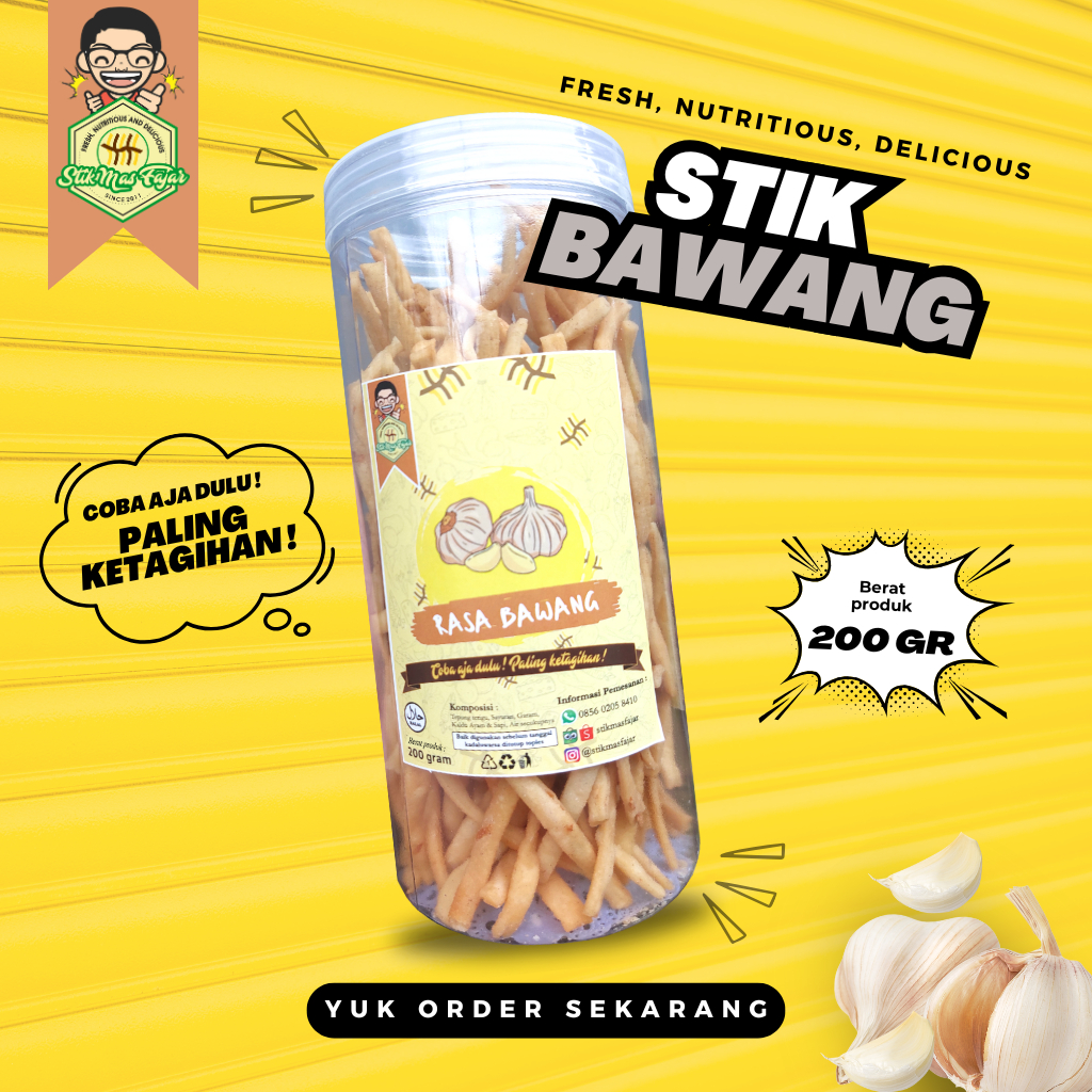 

[TOPLES - 200 GRAM] STIK BAWANG Mas Fajar Camilan 100% Halal - Coba aja dulu ! Paling ketagihan !