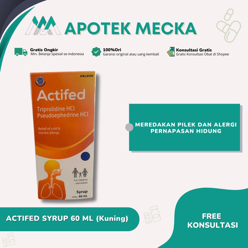 

Actifed Syrup 60ML Kuning/Merah/Hijau