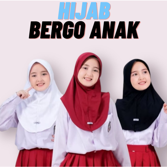 hijab bergo anak usia 4 - 10 tahun / hijab bergo anak sekolah