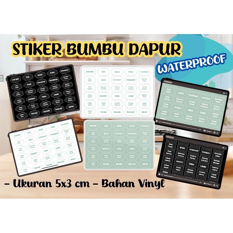 

(30 pcs) Stiker / Sticker Bumbu Dapur Waterproof Custom