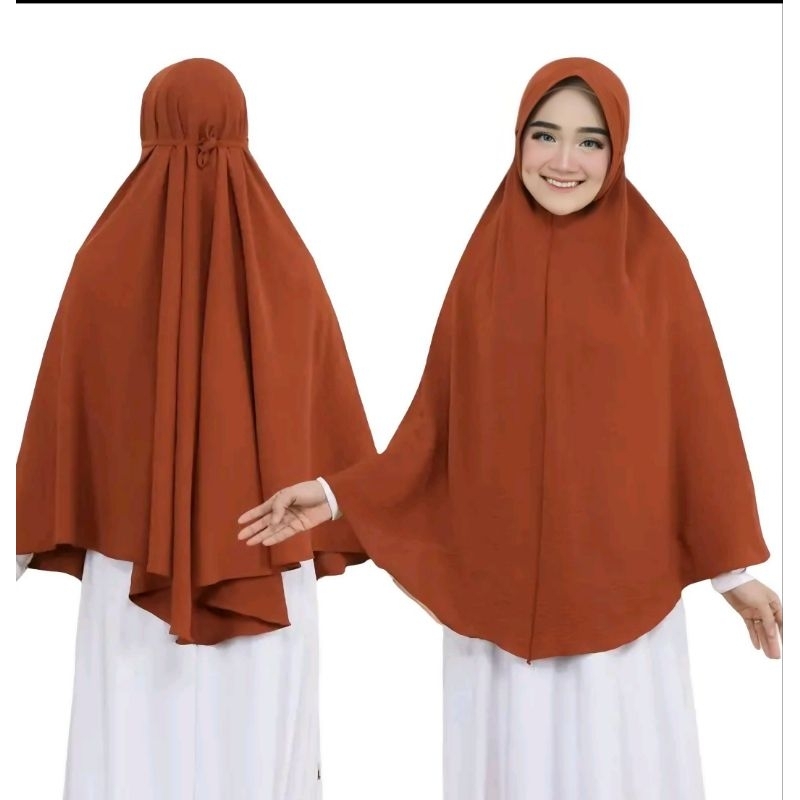 Hijab  Bergo Crinkle Ped Tali Size XL /jilbab crinkle pet tali