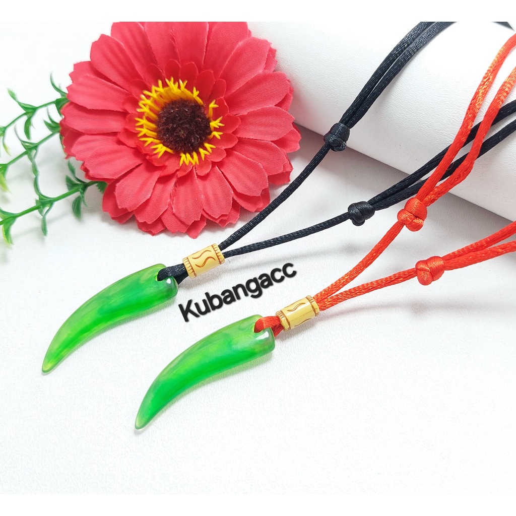 Kalung. Kalung Tali Bandul Taring Ijo Kalung Tali Pria Wanita Kalung Taring Murah