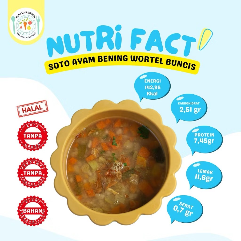 SOTO AYAM BENING WORTEL BUNCIS BYMOMAXEL (CATERING MAKANAN BAYI MPASI FROZEN BEKU/PENAMBAH BERAT