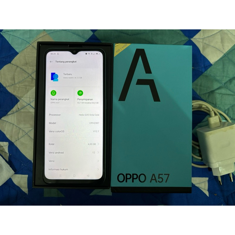 [SECOND] HP OPPO A57 2022 RAM 4/64 GB HIJAU FULLSET NO MINUS