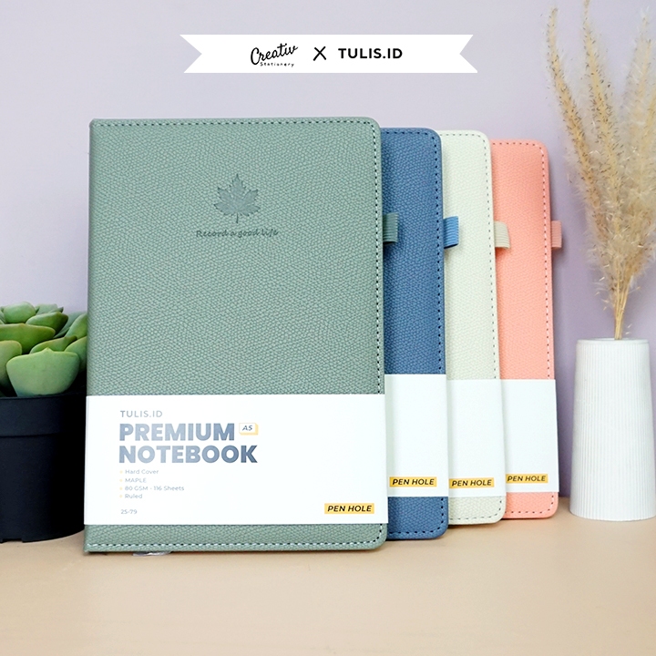 

[Tulis.Id] Premium Leather Notebook With Pen Holder Maple Hardcover A5 Buku Catatan Kulit