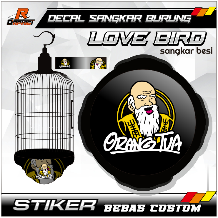 STICKER DECAL SANGKAR / KANDANG besi LB PLECI || MOTIF ORANG TUA