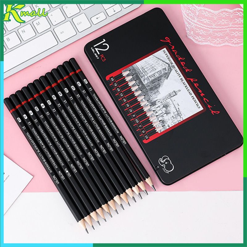 

12 pcs Pensil gambar sketsa set lengkap 2H H F B HB 2B 3B 4B 5B 6B 7B 8B Charcoal Pencils Set