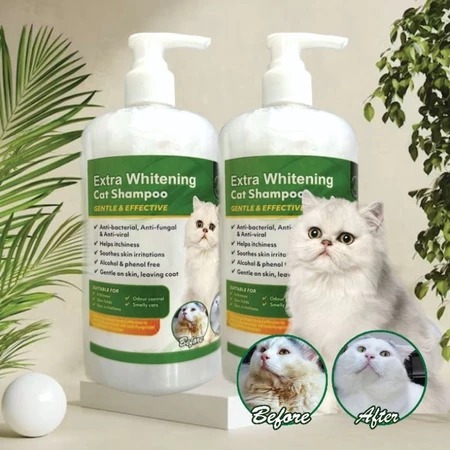 WHITENING SHAMPOO PUMP - Shampoo Plus Conditioner Kucing Putih Grooming Kucing Putih Pemutih Bulu Ku
