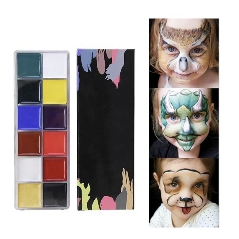 Face Body Painting 12 Warna Cat Untuk Wajah 12 Warna Face Body Painting Palette Wajah