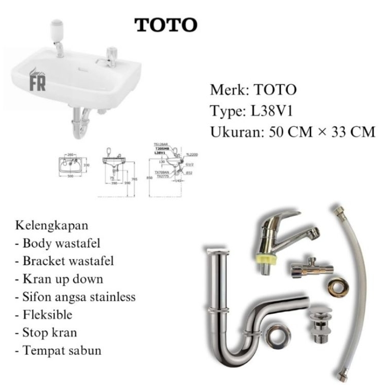 wastafel toto L38V1 + tempat sabun