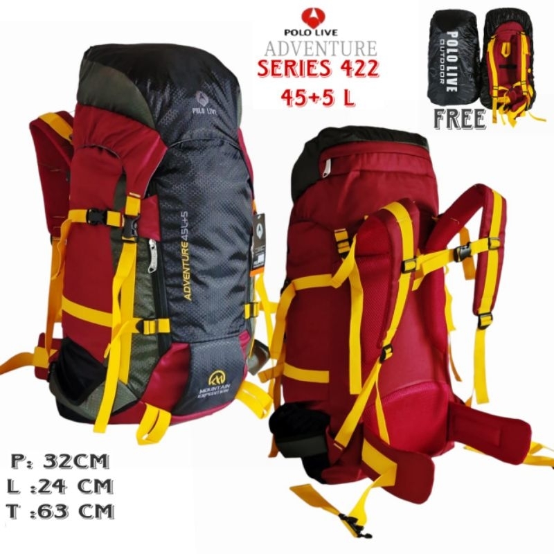 Tas Carrier Ransel Hiking Trekking Gunung Backpack Camping 45+5 Liter