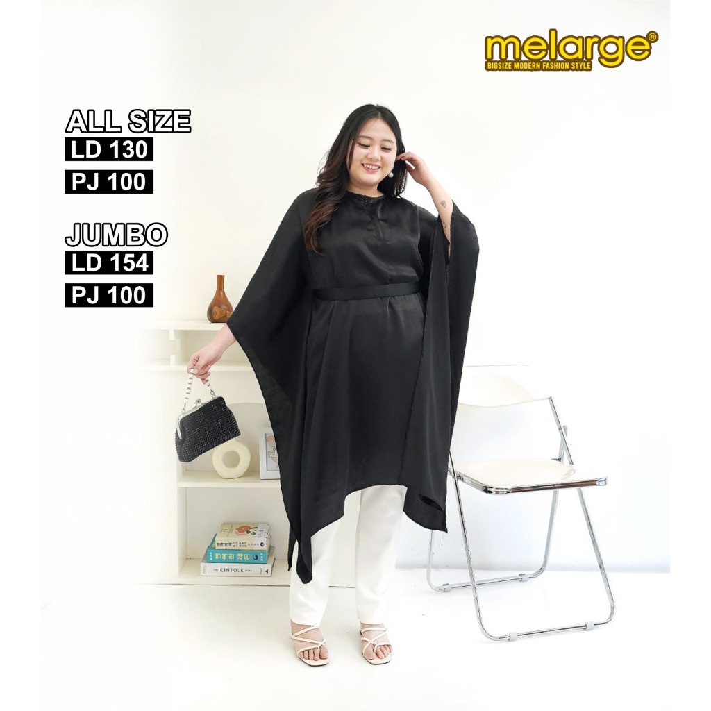 MELARGE Tunik Kaftan Polos Wanita Jumbo LD 130 Atasan Big Size