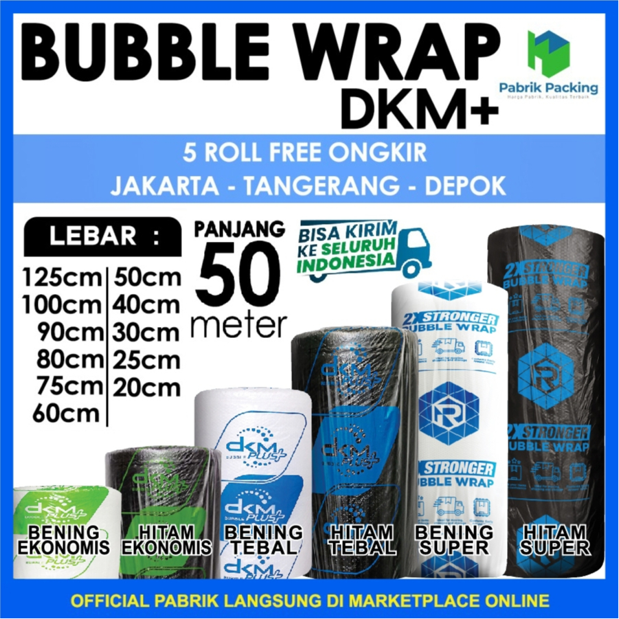 

PLASTIK BUBBLE WRAP DKM+ TEBAL | BUBBLE PACKING 50 METER GROSIR TERMURAH