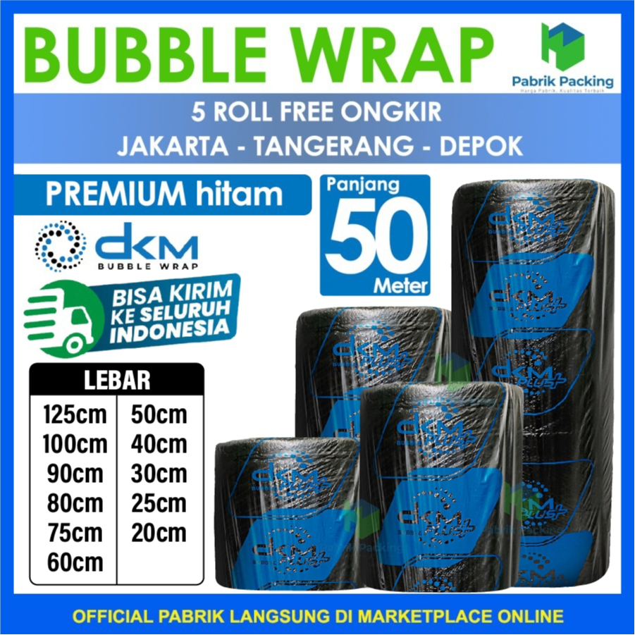 

PLASTIK BUBBLE WRAP HITAM TEBAL / BUBBLE WRAP MURAH DKM 50 meter JunDW